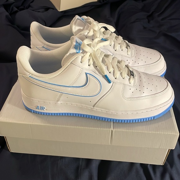 Nike Air Force 1 White University Blue Size 11, Used, 9/10, REPLACEMENT BOX - Picture 2 of 6
